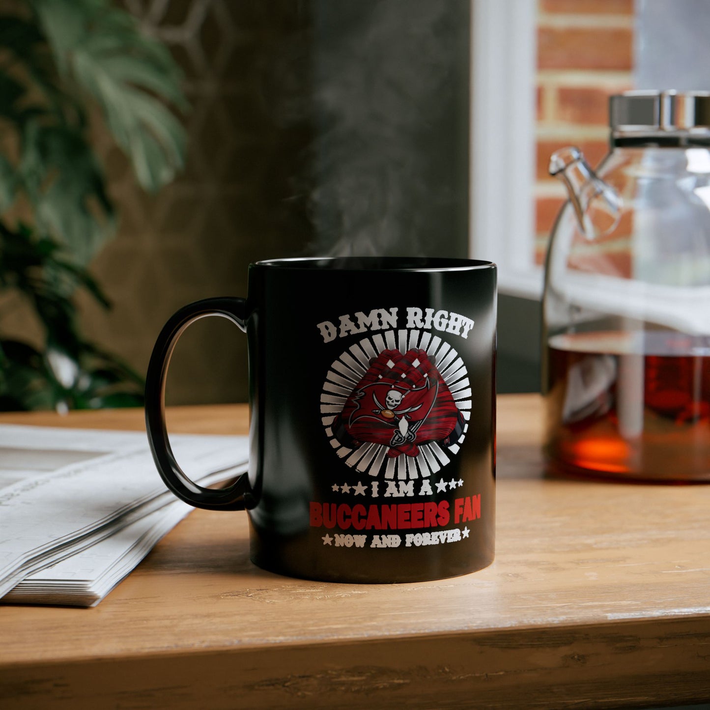 Buccaneers Fan Mug — Pirate Skull & Rose Graphic (11oz/15oz)