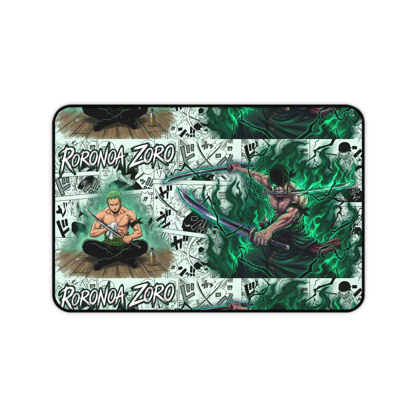 Roronoa Zoro Green Aura Anime Desk Mat  Large Gaming Mouse Pad