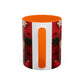 Cute Santa Pattern Accent Coffee Mug | Christmas Holiday Snowflakes