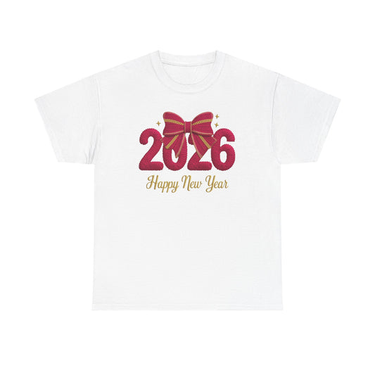 2026 Happy New Year Tee Festive Ribbon New Year Day T-Shirt