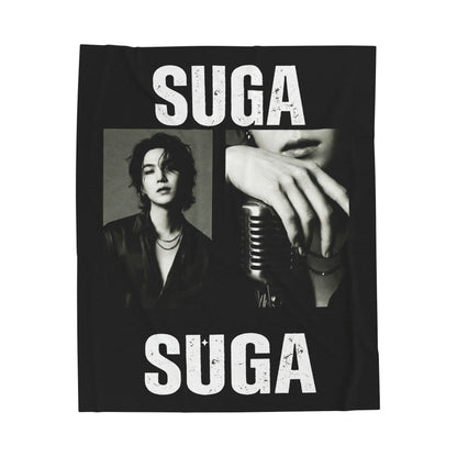 SUGA Photo Collage Blanket | BTS Velveteen Plush Blanket