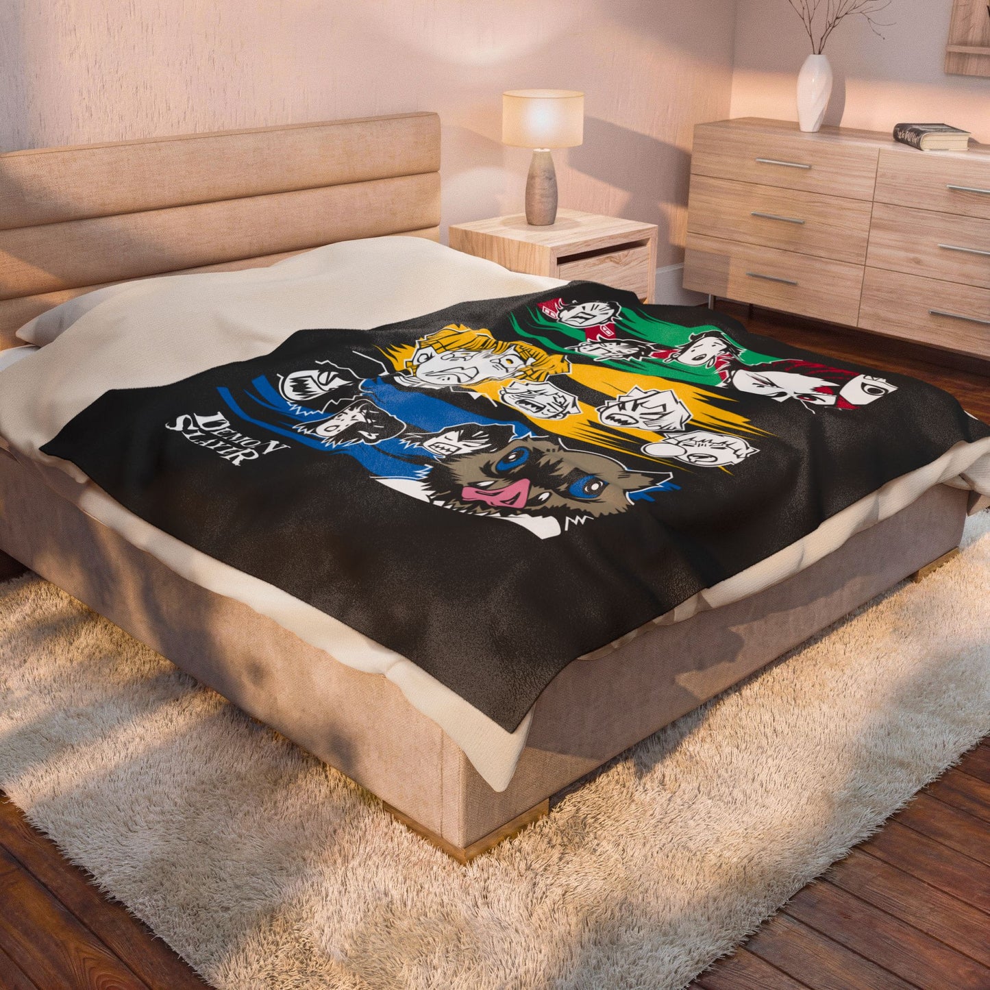 Demon Slayer Chibi Character Velveteen Plush Blanket