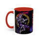 Yu-Gi-Oh! Dark Magician & Dark Magician Girl Accent Coffee Mug | Anime Duelist Galaxy Design (11/15oz)