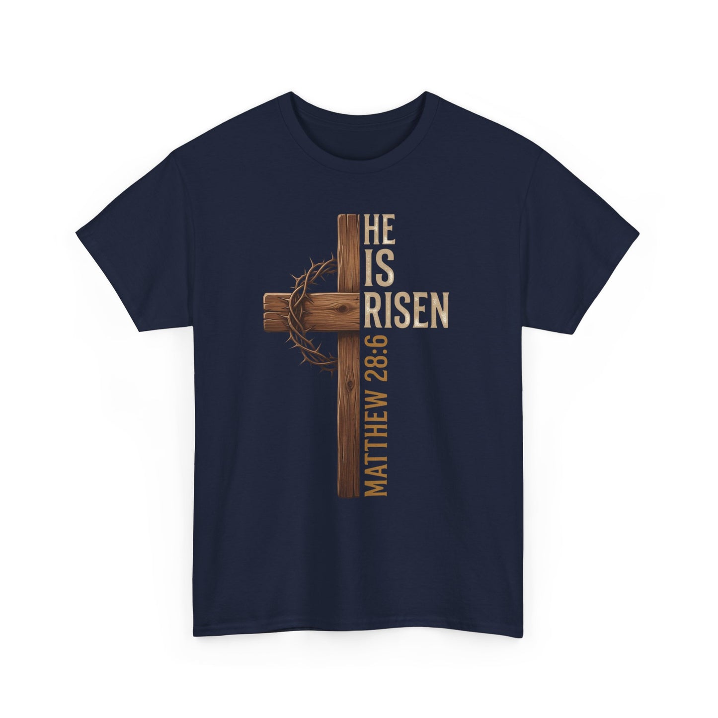 He Is Risen Cross T-Shirt | Matthew 28:6 Christian Easter Tee