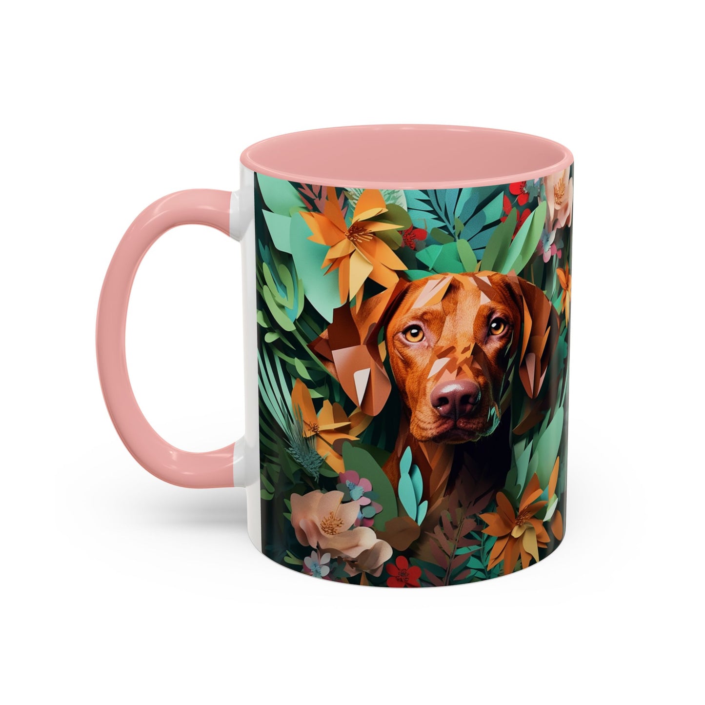 Vizsla Floral Accent Coffee Mug — Dog Portrait Botanical 11/15oz
