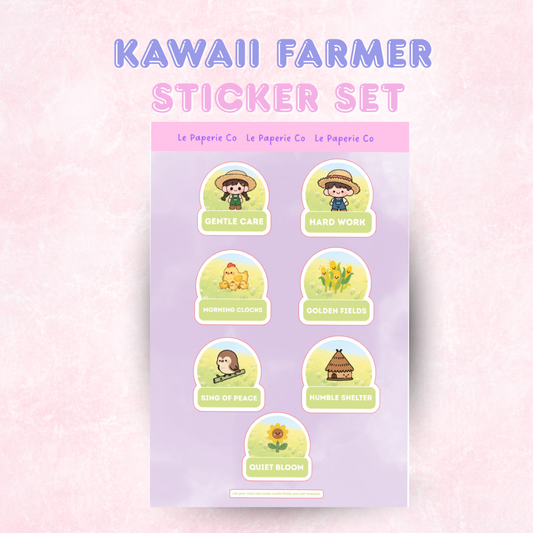 Kawaii Farmer | Laminated Sticker Set/Decal