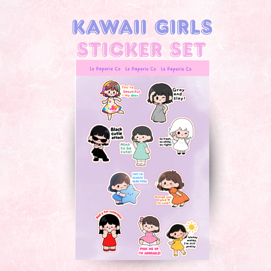 Kawaii Girls | Laminated Sticker Set/Decal