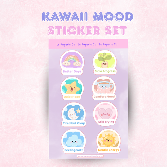 Kawaii Mood | Laminated Sticker Set/Decal
