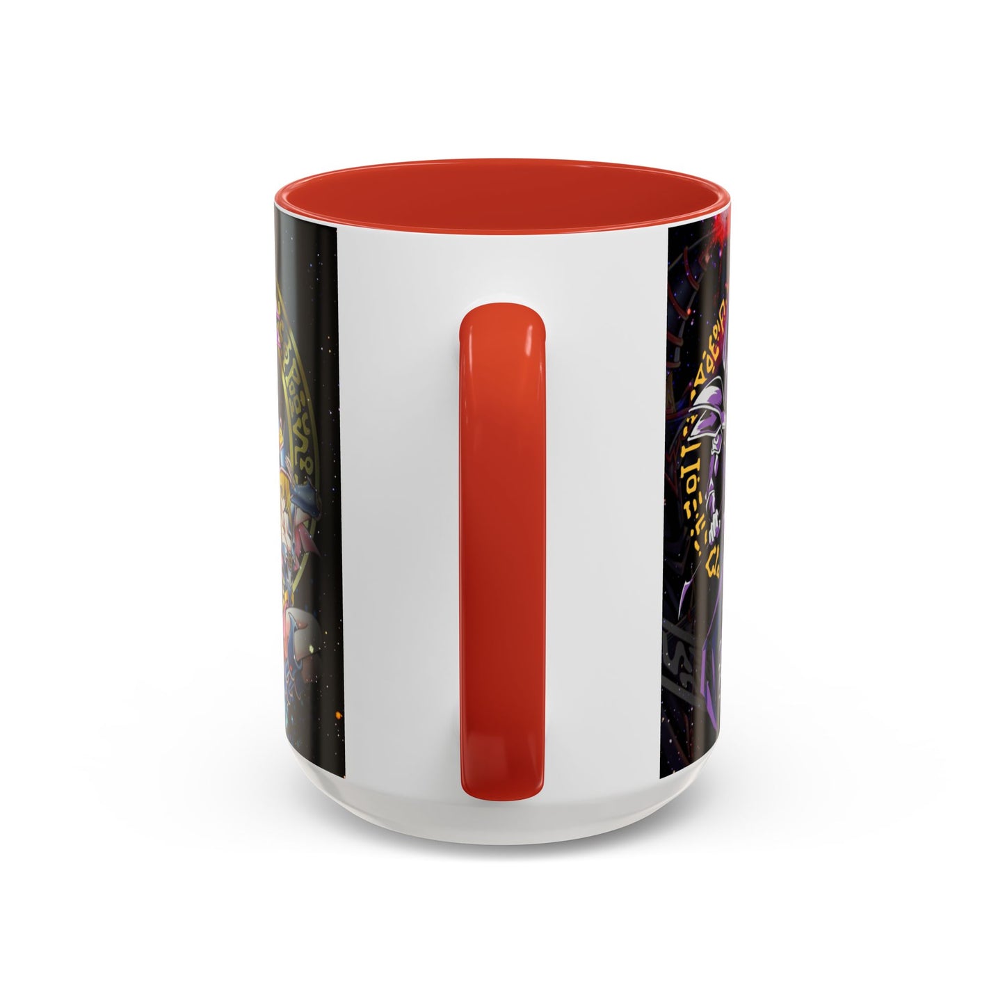 Yu-Gi-Oh! Dark Magician & Dark Magician Girl Accent Coffee Mug | Anime Duelist Galaxy Design (11/15oz)