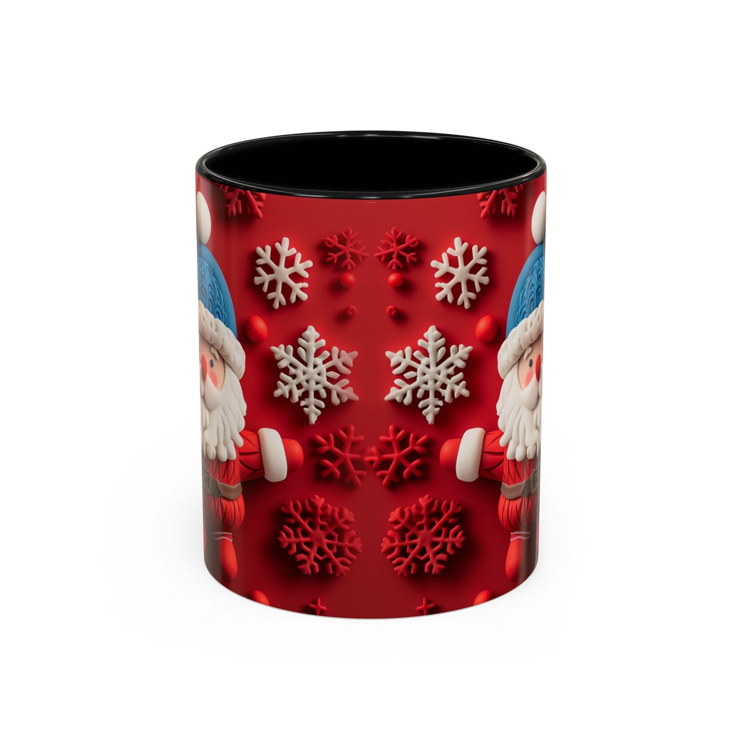Santa Claus Pattern Mug | Red Snowflakes Christmas Coffee Cup