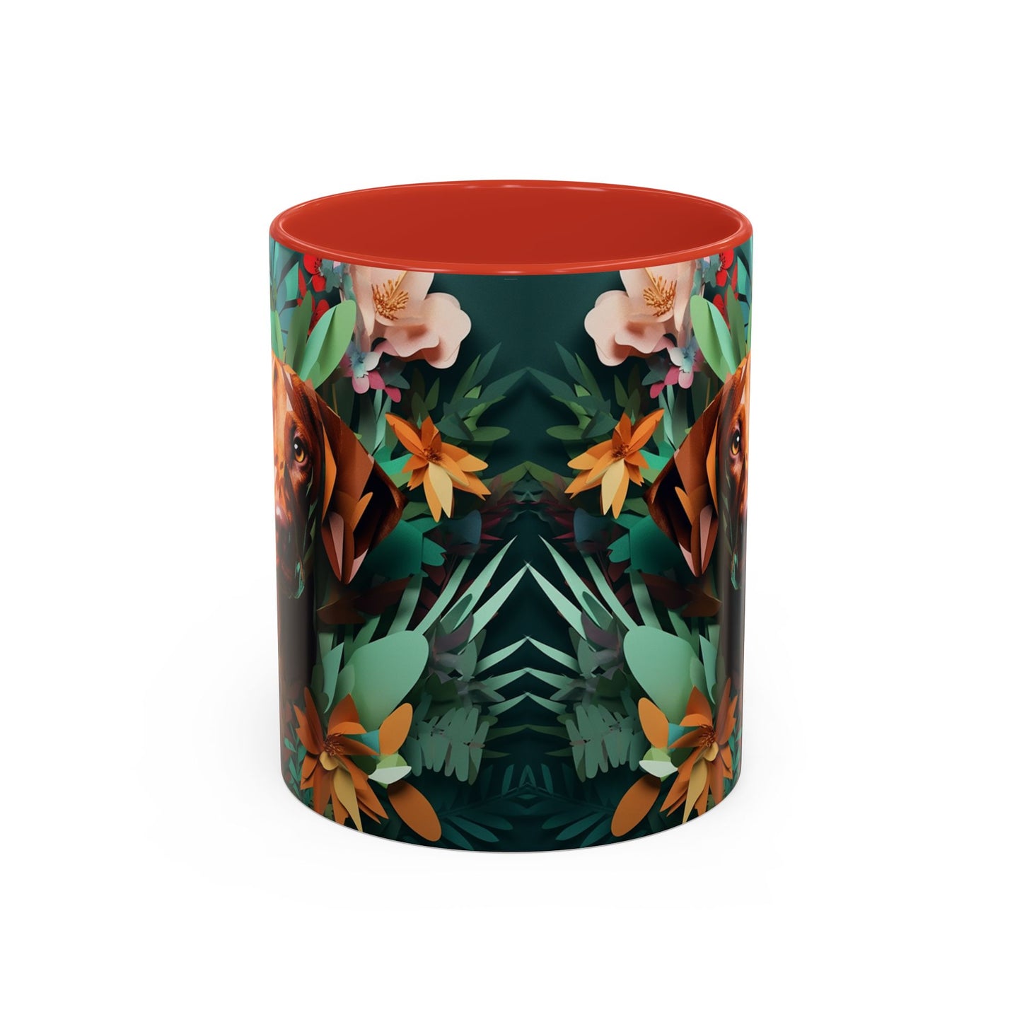 Vizsla Floral Accent Coffee Mug — Dog Portrait Botanical 11/15oz