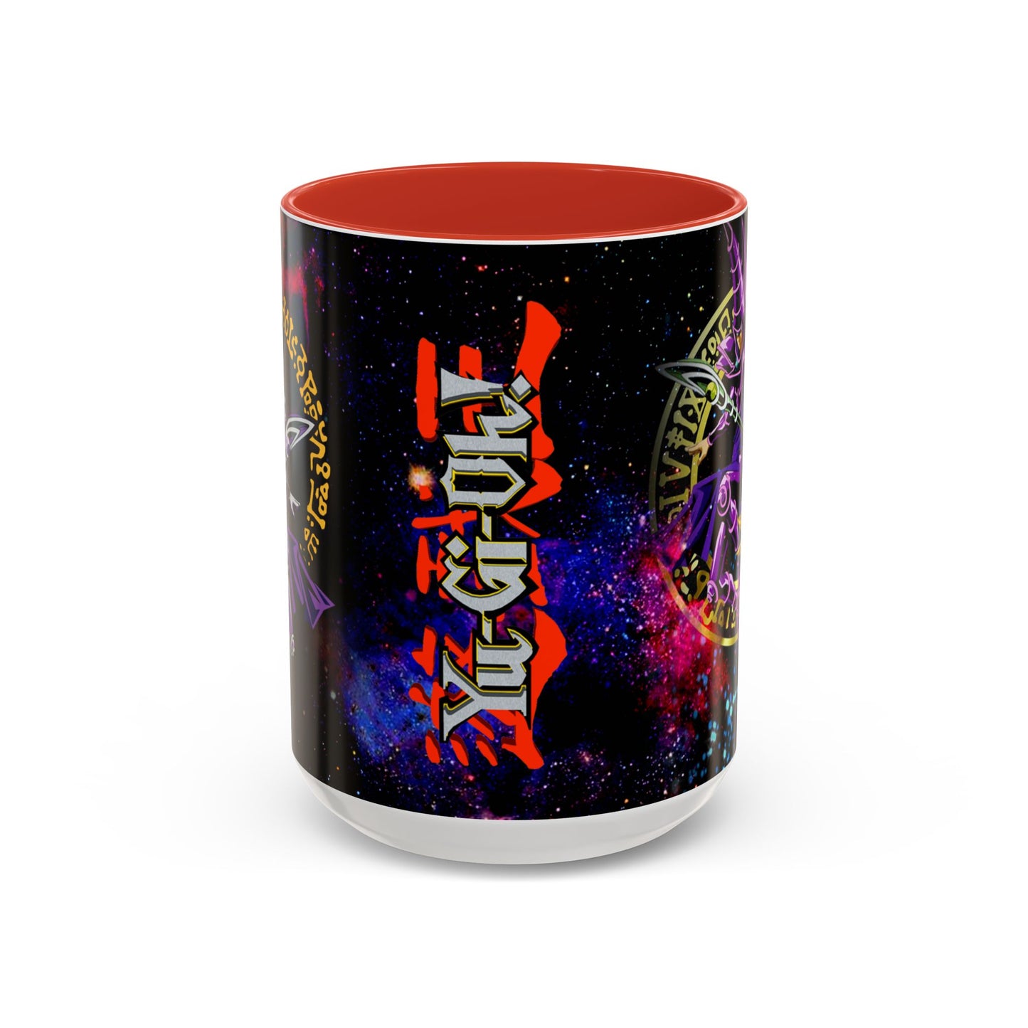 Yu-Gi-Oh! Dark Magician & Dark Magician Girl Accent Coffee Mug | Anime Duelist Galaxy Design (11/15oz)