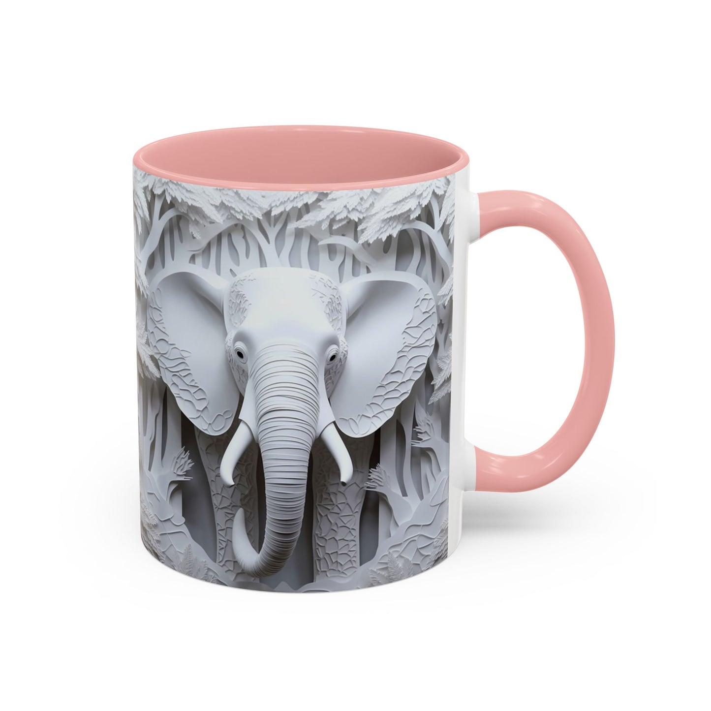 Elephant Relief Accent Coffee Mug — Grey Carved Jungle Design (11/15oz)