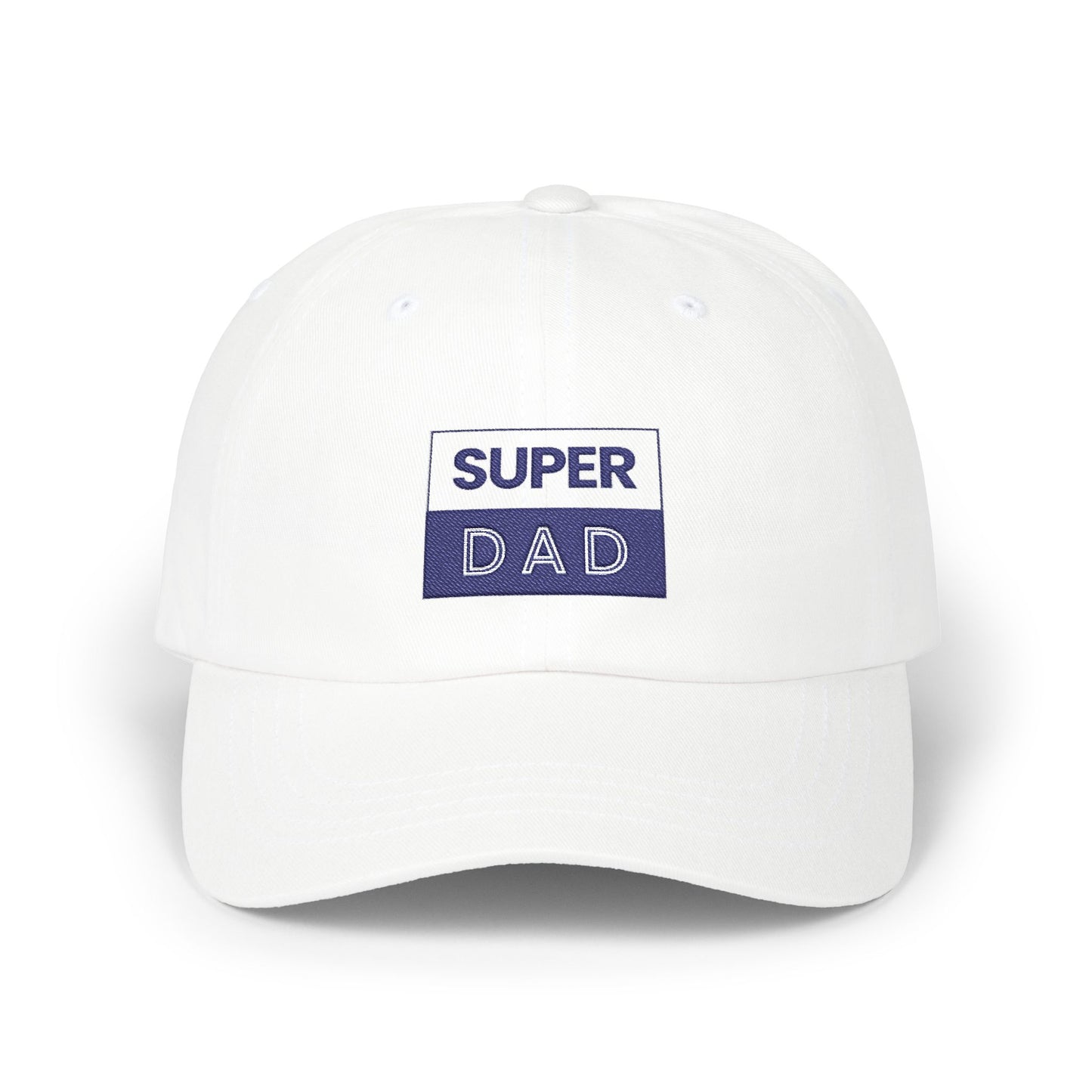 Super Dad embroidered logo Classic Dad Cap | White baseball hat