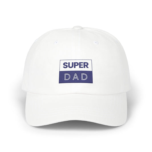 Super Dad embroidered logo Classic Dad Cap | White baseball hat