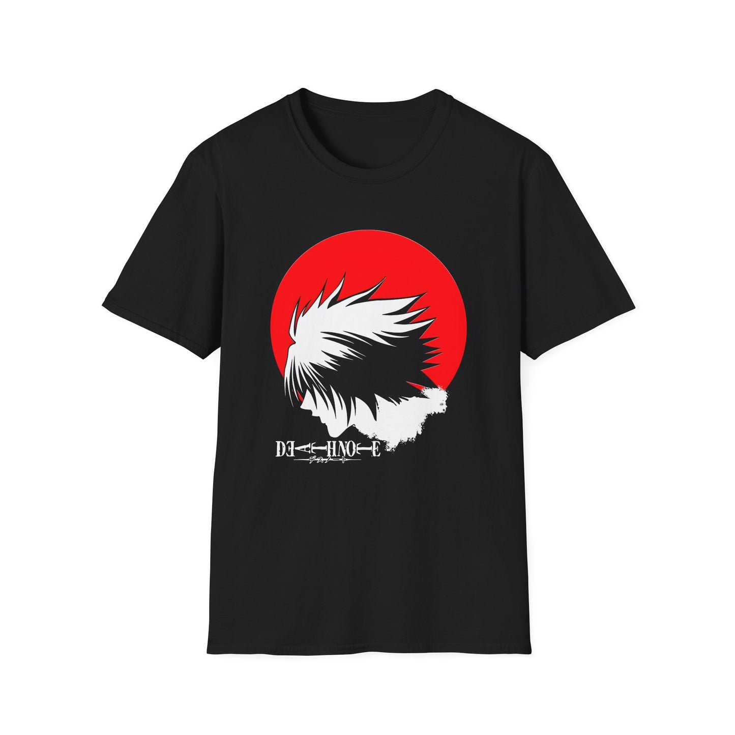Anime Red Sun Silhouette Tee — White Hair Character Graphic T-Shirt
