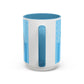 Princess Cat Illustration Accent Coffee Mug | Blue Striped Ceramic
