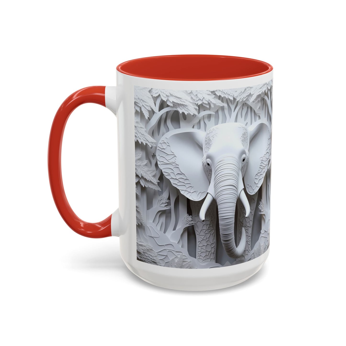 Elephant Relief Accent Coffee Mug  Grey Carved Jungle Design (11/15oz)