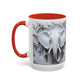 Elephant Relief Accent Coffee Mug  Grey Carved Jungle Design (11/15oz)