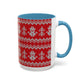 Snowman Knit Pattern Accent Mug | Christmas Holiday Coffee Cup