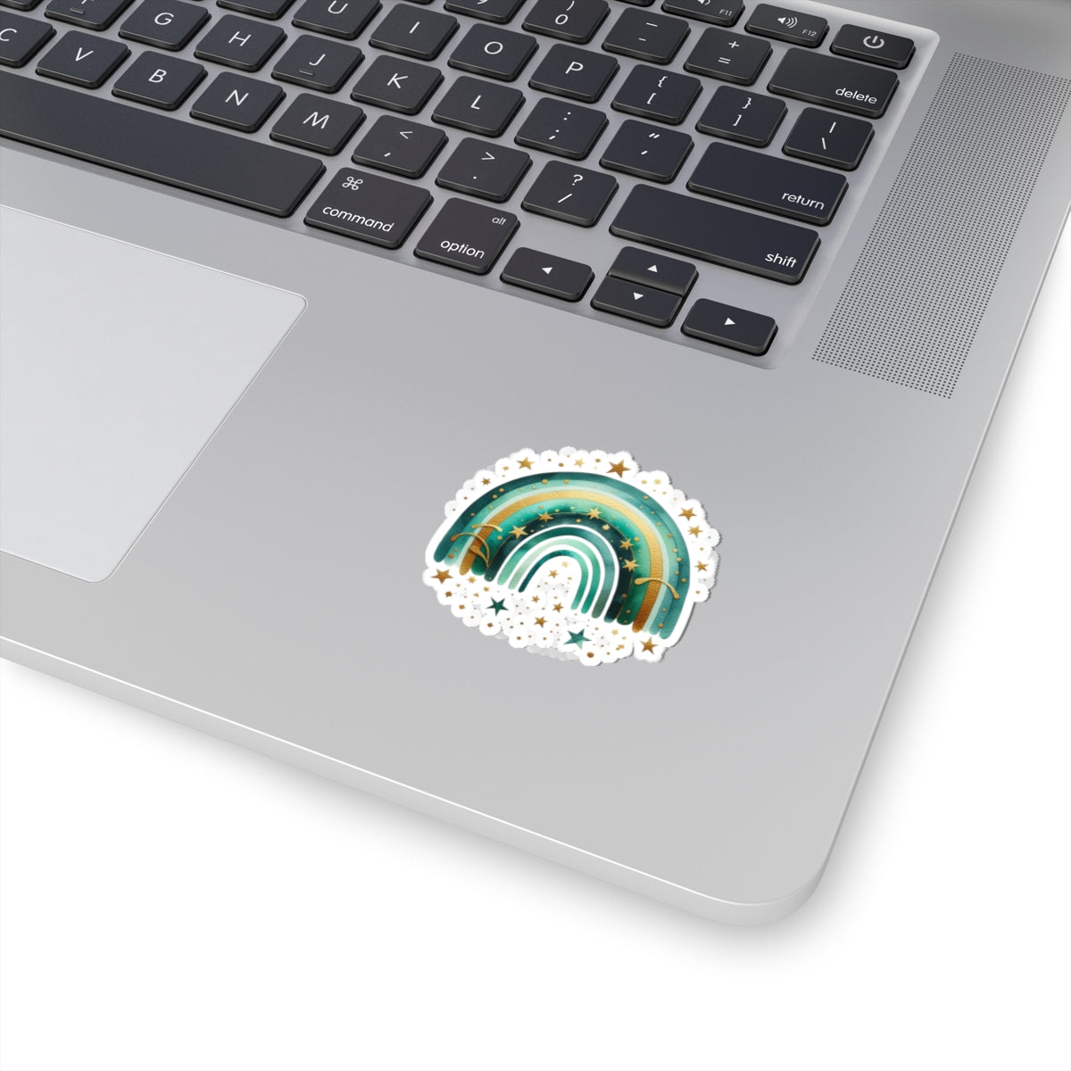 Teal & Gold Star Rainbow Sticker — Kiss-Cut Vinyl Decal