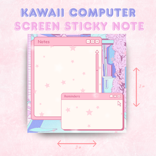 Kawaii Computer Screen Notepad  | 50 pages (3x3 in)