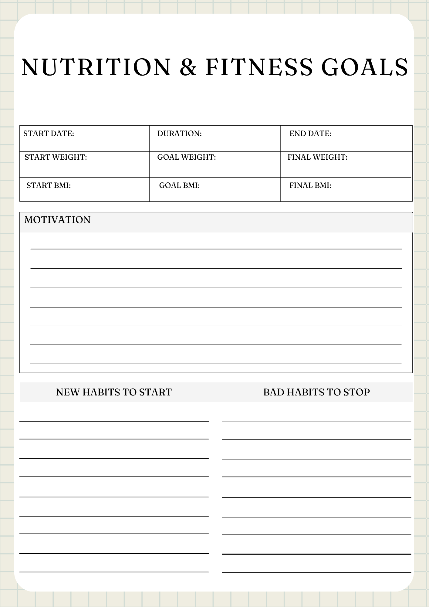 Nutrition Planner | Digital Download