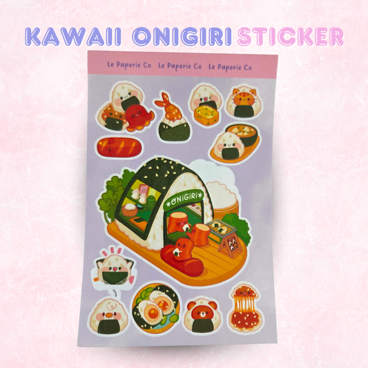 Kawaii Onigiri Sticker Sheet | Kawaii Rice Ball Planner Laptop Decal