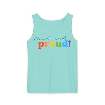 loud and proud! rainbow text Tank Top | Pride LGBTQ+ apparel