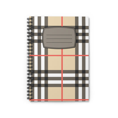 Beige Plaid Pattern Spiral Notebook | Ruled Lined Journal