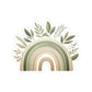 Neutral Boho Rainbow Kiss-Cut Sticker — Green Earthy Leaves Decal