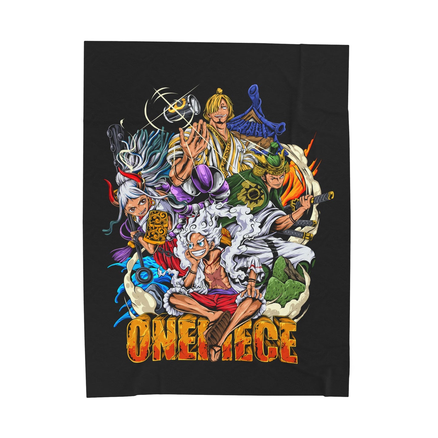 One Piece Characters Velveteen Plush Blanket | Anime Crew Throw