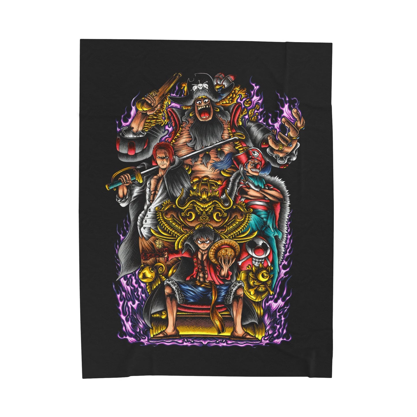 One Piece Straw Hat Crew Blanket | Anime Pirate Crew Velveteen Throw