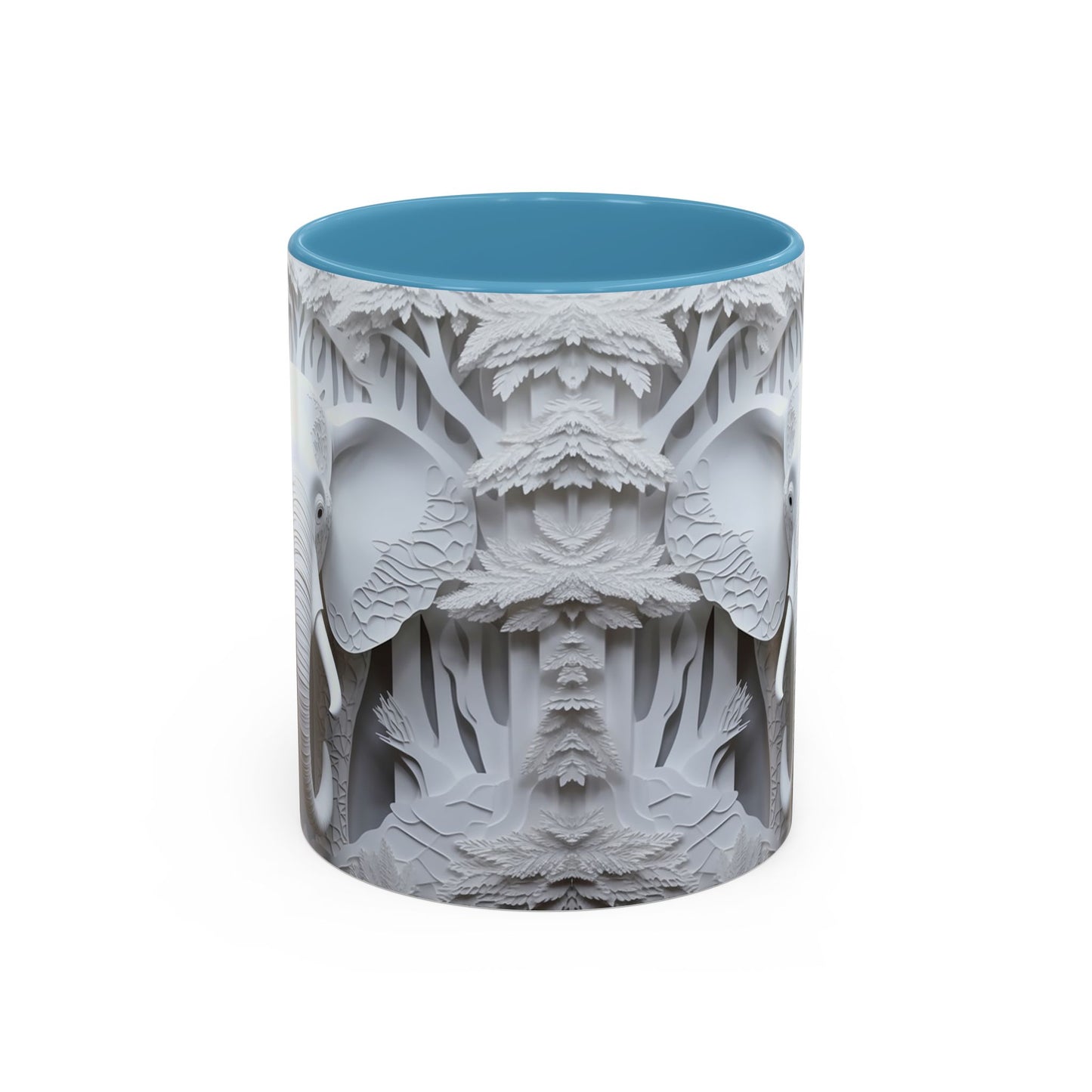 Elephant Relief Accent Coffee Mug — Grey Carved Jungle Design (11/15oz)