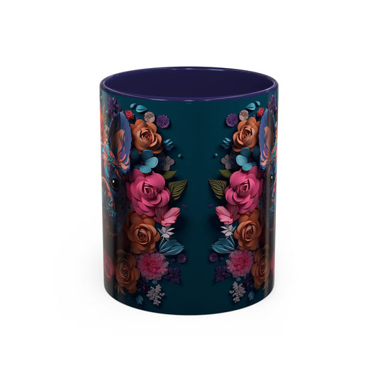 Floral French Bulldog Accent Coffee Mug  Colorful Dog Art 11/15oz