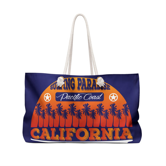 California Surfing Paradise Weekender Bag – Pacific Coast Palm Tree Travel Tote