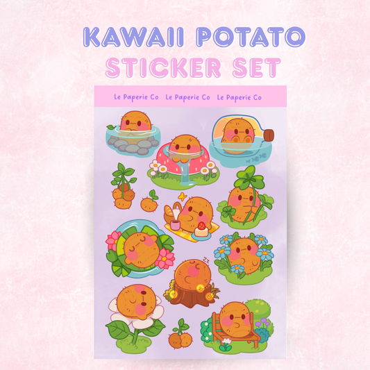 Kawaii Potato Sticker Sheet |  Cute Potato Laptop Decal