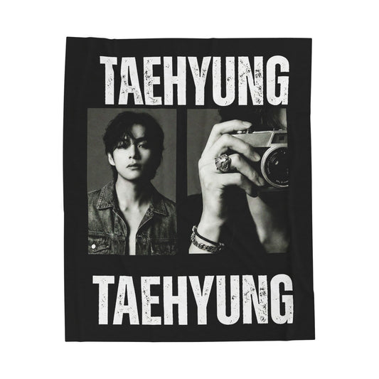 Taehyung Photo Collage Blanket | BTS Blanket Velveteen Plush Throw
