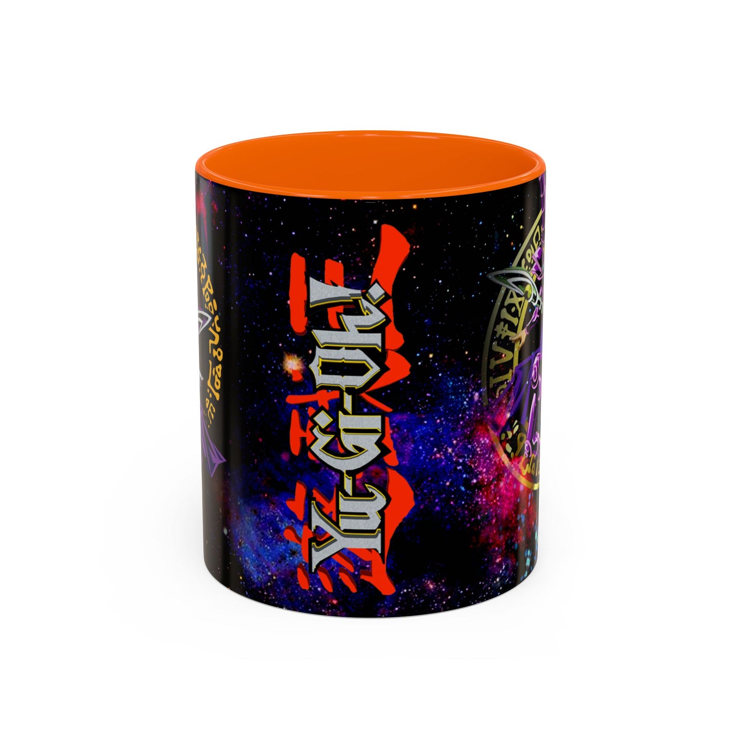 Yu-Gi-Oh! Dark Magician & Dark Magician Girl Accent Coffee Mug | Anime Duelist Galaxy Design (11/15oz)