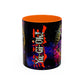 Yu-Gi-Oh! Dark Magician & Dark Magician Girl Accent Coffee Mug | Anime Duelist Galaxy Design (11/15oz)