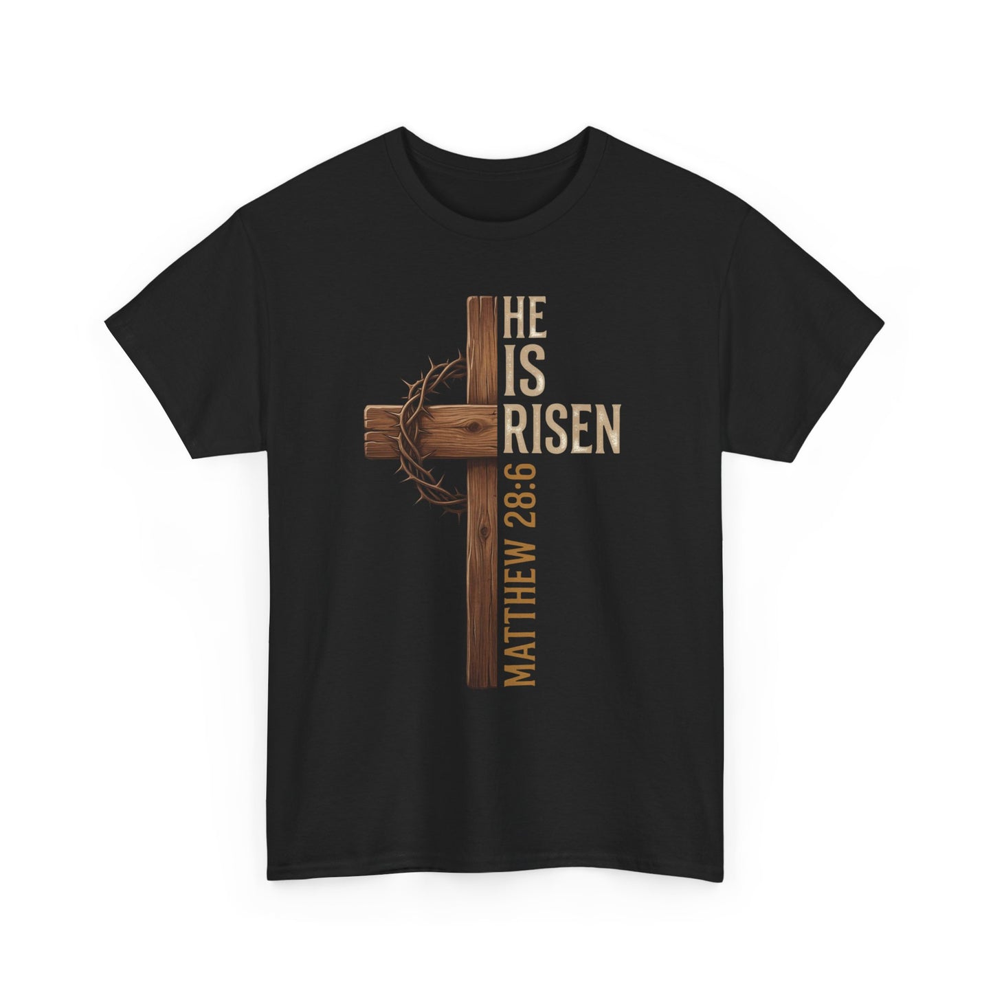 He Is Risen Cross T-Shirt | Matthew 28:6 Christian Easter Tee