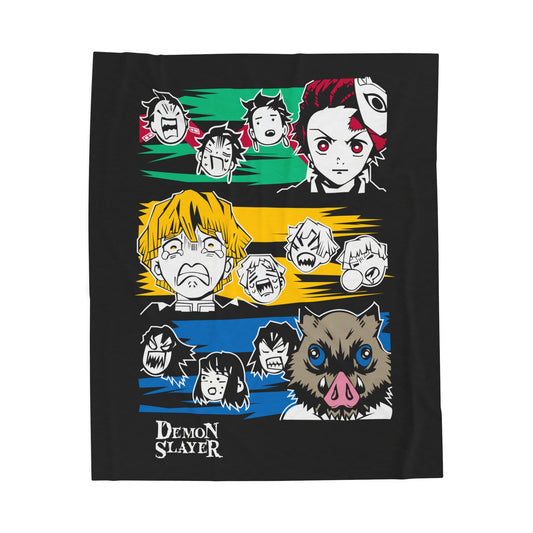 Demon Slayer Chibi Character Velveteen Plush Blanket