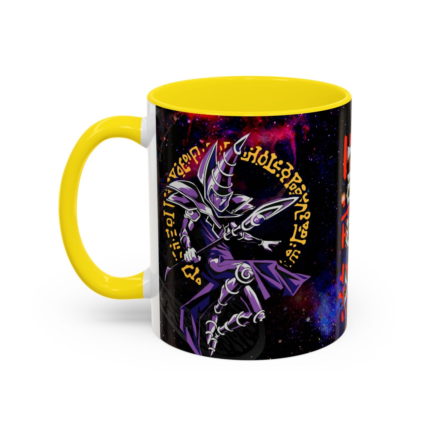 Yu-Gi-Oh! Dark Magician & Dark Magician Girl Accent Coffee Mug | Anime Duelist Galaxy Design (11/15oz)