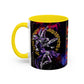 Yu-Gi-Oh! Dark Magician & Dark Magician Girl Accent Coffee Mug | Anime Duelist Galaxy Design (11/15oz)