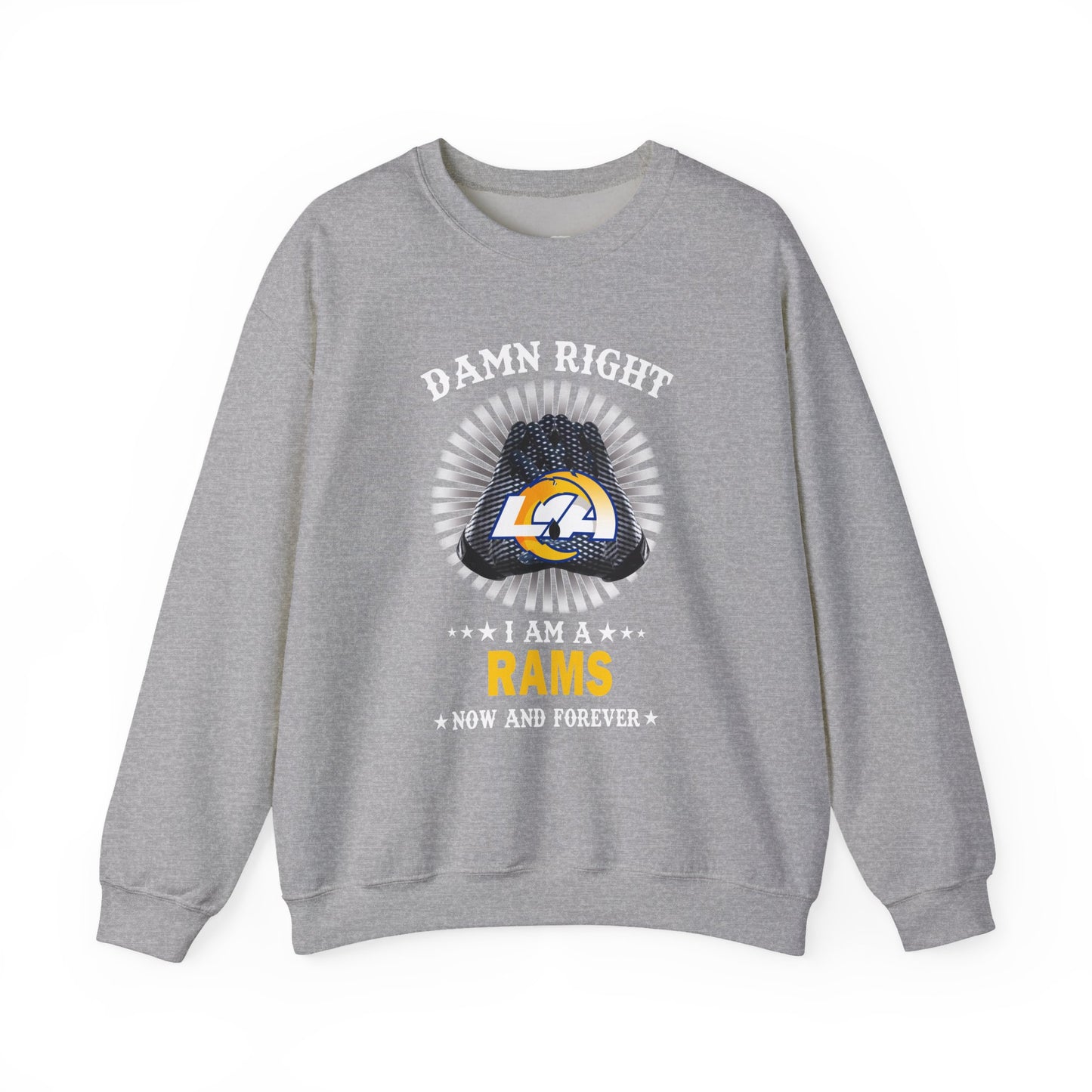 Custom “Damn Right I Am a Rams Fan” Crewneck Sweatshirt – Vintage Football Fan Pullover