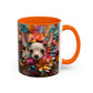 Chihuahua Floral Wreath Accent Coffee Mug Colorful Pet Lover Gift (11/15oz)
