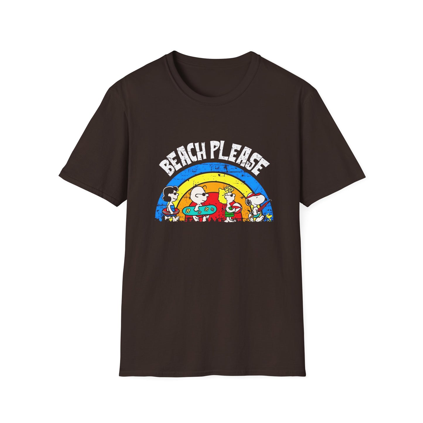 Beach Please T-Shirt — Vintage Rainbow Snoopy Summer Tee