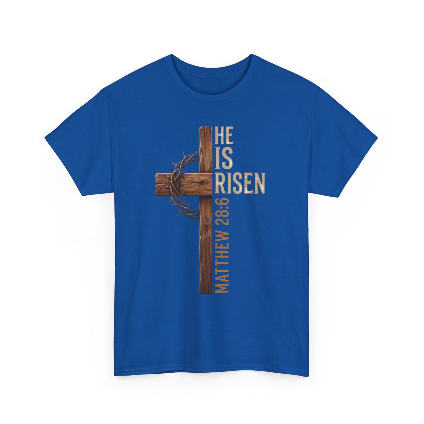 He Is Risen Cross T-Shirt | Matthew 28:6 Christian Easter Tee