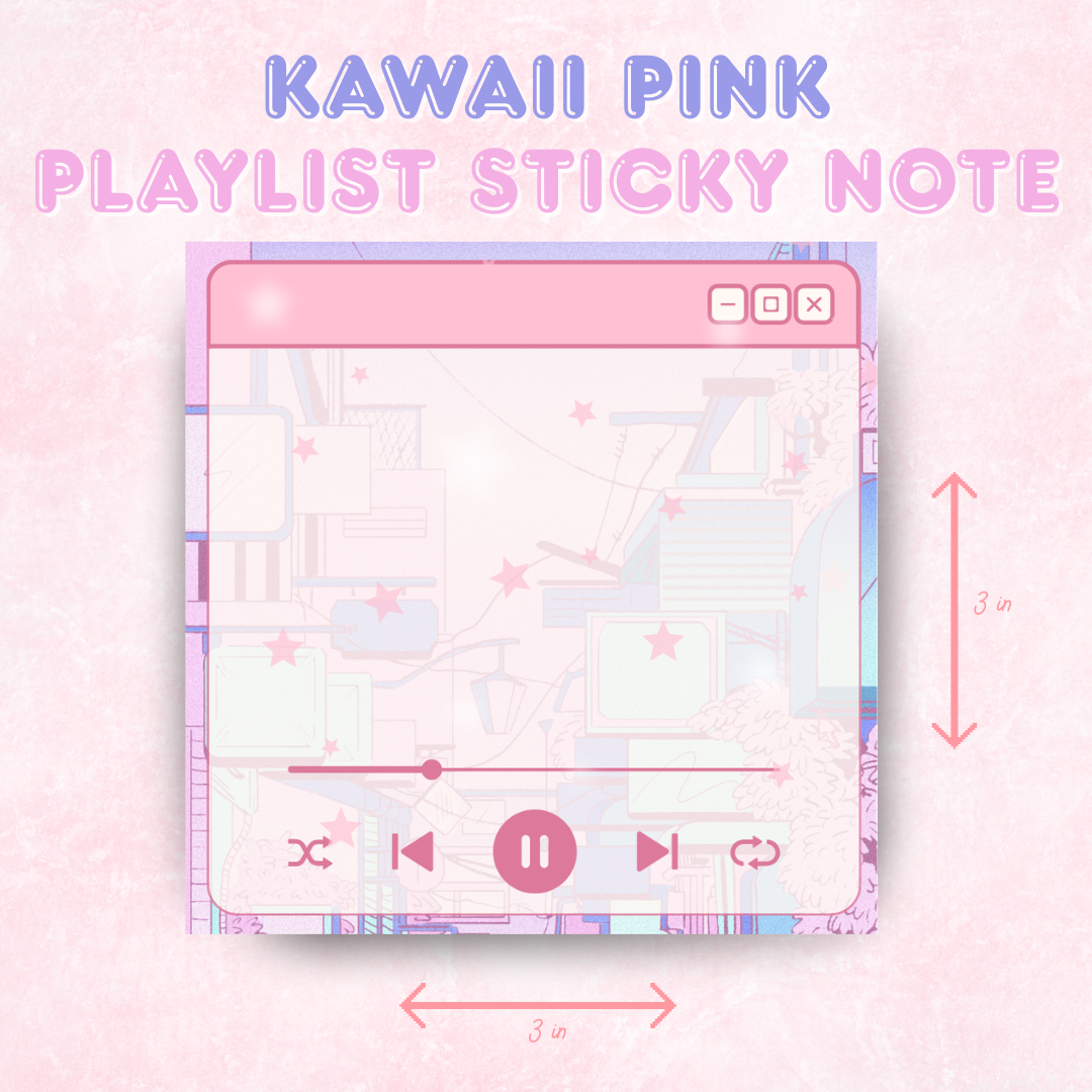 Kawaii Pink Playlist Notepad | 50 pages (3x3 in)