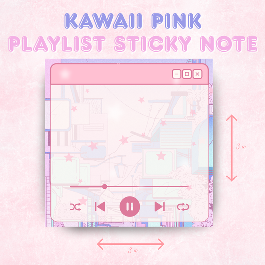 Kawaii Pink Playlist Notepad | 50 pages (3x3 in)